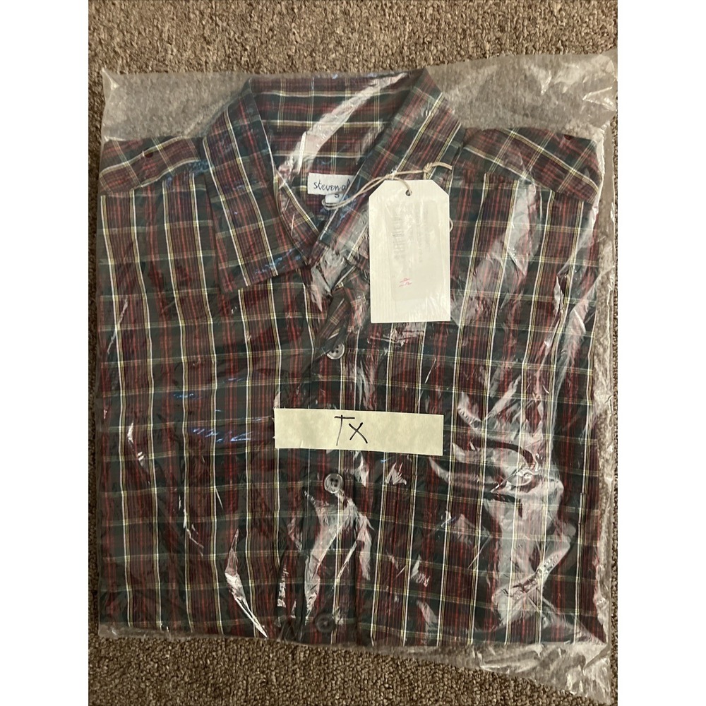 STEVEN ALAN Men's Multicolor TX Reverse Plaid Casual Shirt NWT Size SMALL